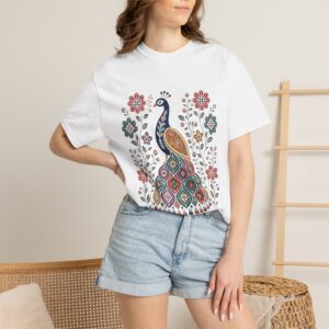 Peacock Desi Streetwear Graphic Tee, Punjabi Phulkari T-Shirt, Unisex Indian Heritage Shirt, South Asian Gift